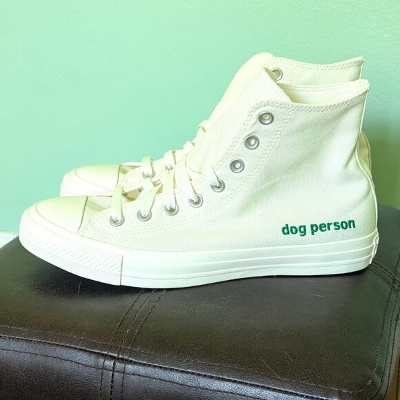 NWOT Dog Person Embroidered High-Top Converse - Picture 1 of 5